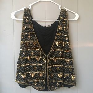 Gold sequin vest